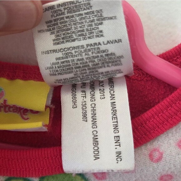 2013 Strawberry Shortcake Girls Pajama Top Shirt Youth Size 4-5 Runs Small Pink - Picture 5 of 6